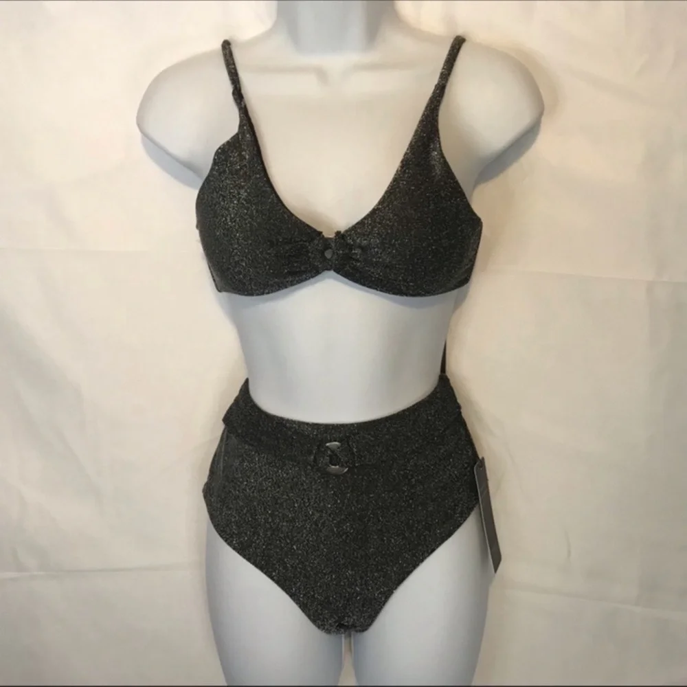 Bebe bikini swimsuit metallic shimmer NWT